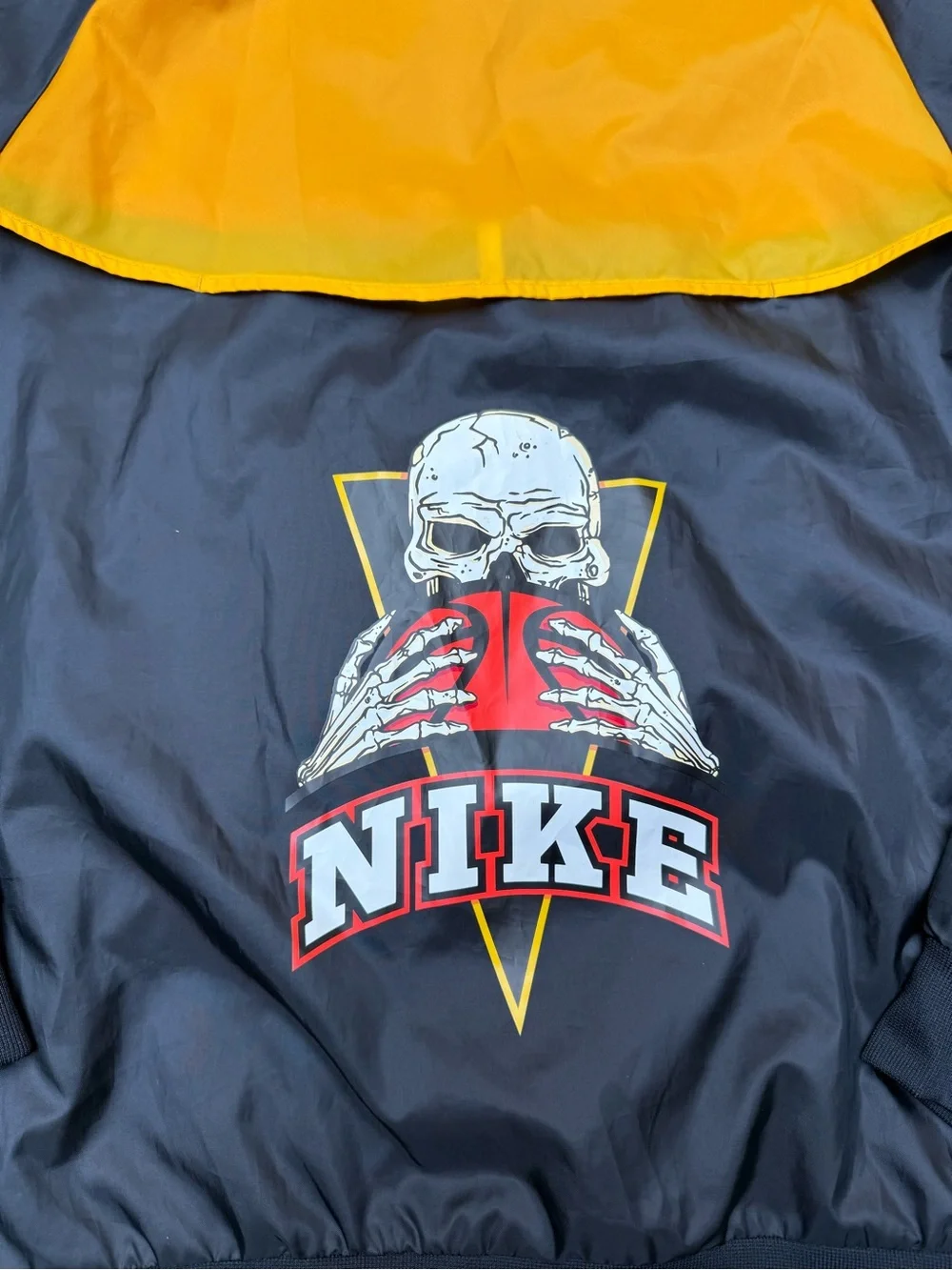 Nike Black and Yellow Hooded Windbreaker with Red Lining